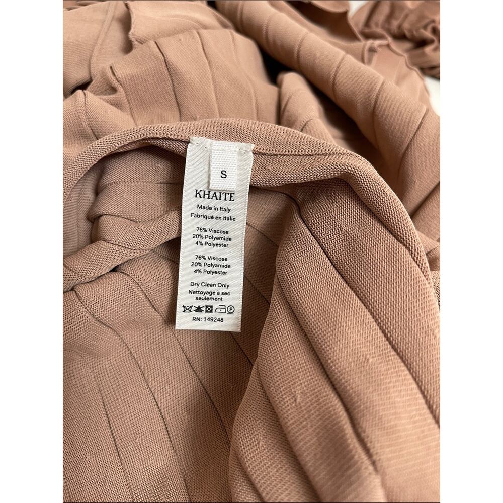 KHAITE Rebecca Long Sleeve Ruched Cowl Neck Brown Maxi Dress Size Small - Picture 10 of 10